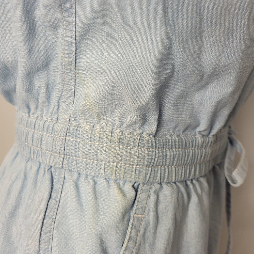VINTAGE 90s romper LizWear blue chambray button up‎ playsuit XS/S - Picture 9 of 15